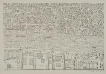 Karte von London, zeigt den Bärenkampf-Garten in Southwark, ca. 1561